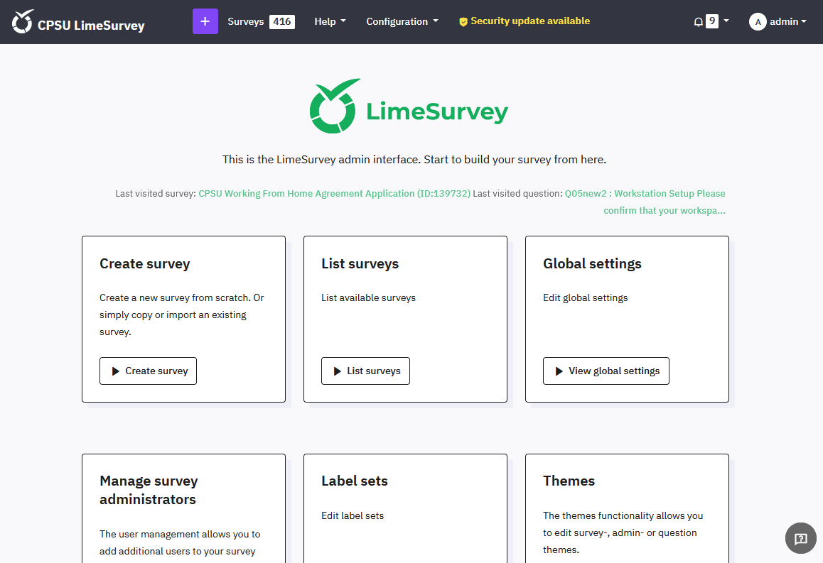 LimeSurvey interface